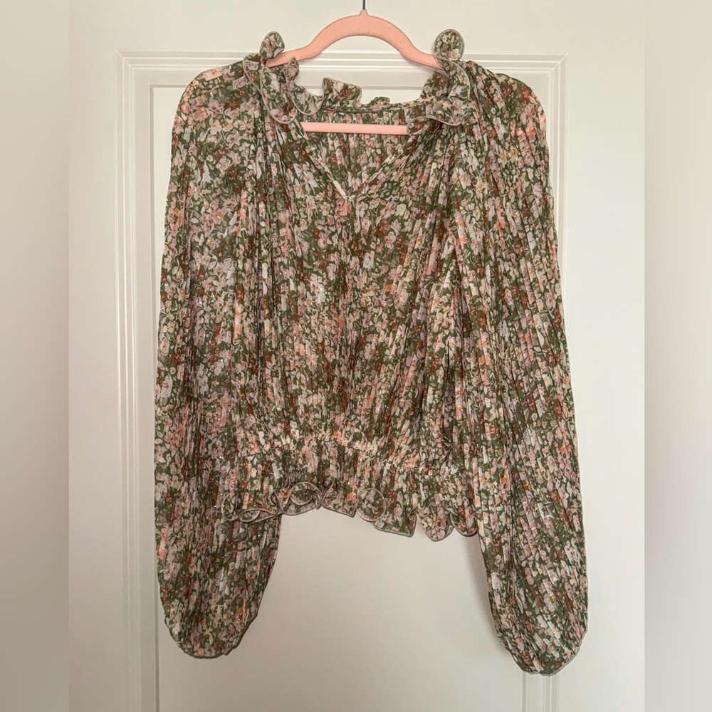 Vici Floral Blouse in Green and Pink